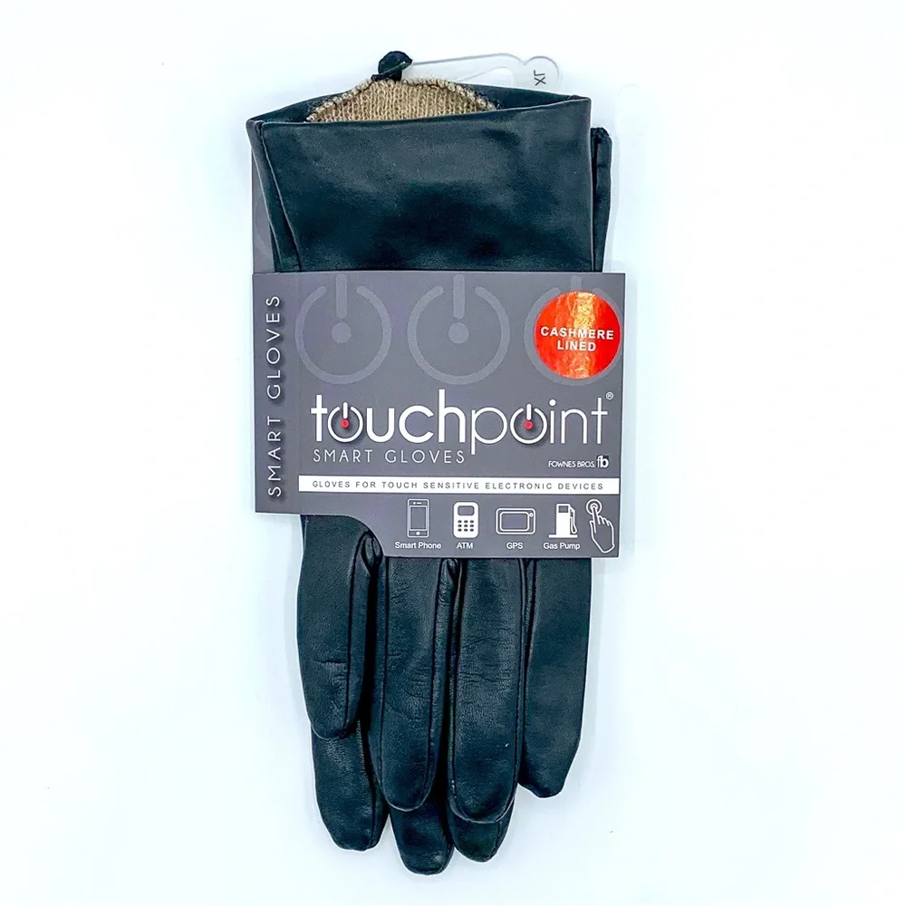 Touchpoint by Fownes Black Leather Cashmere Lined Gloves